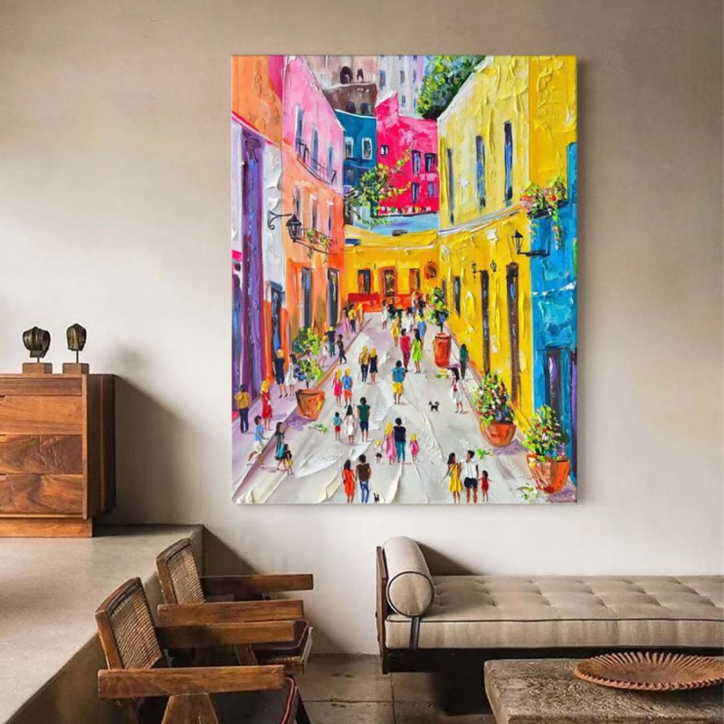 Artpnt Colorful Wall Art - Hand Painted Original Oil Painting #CP1014