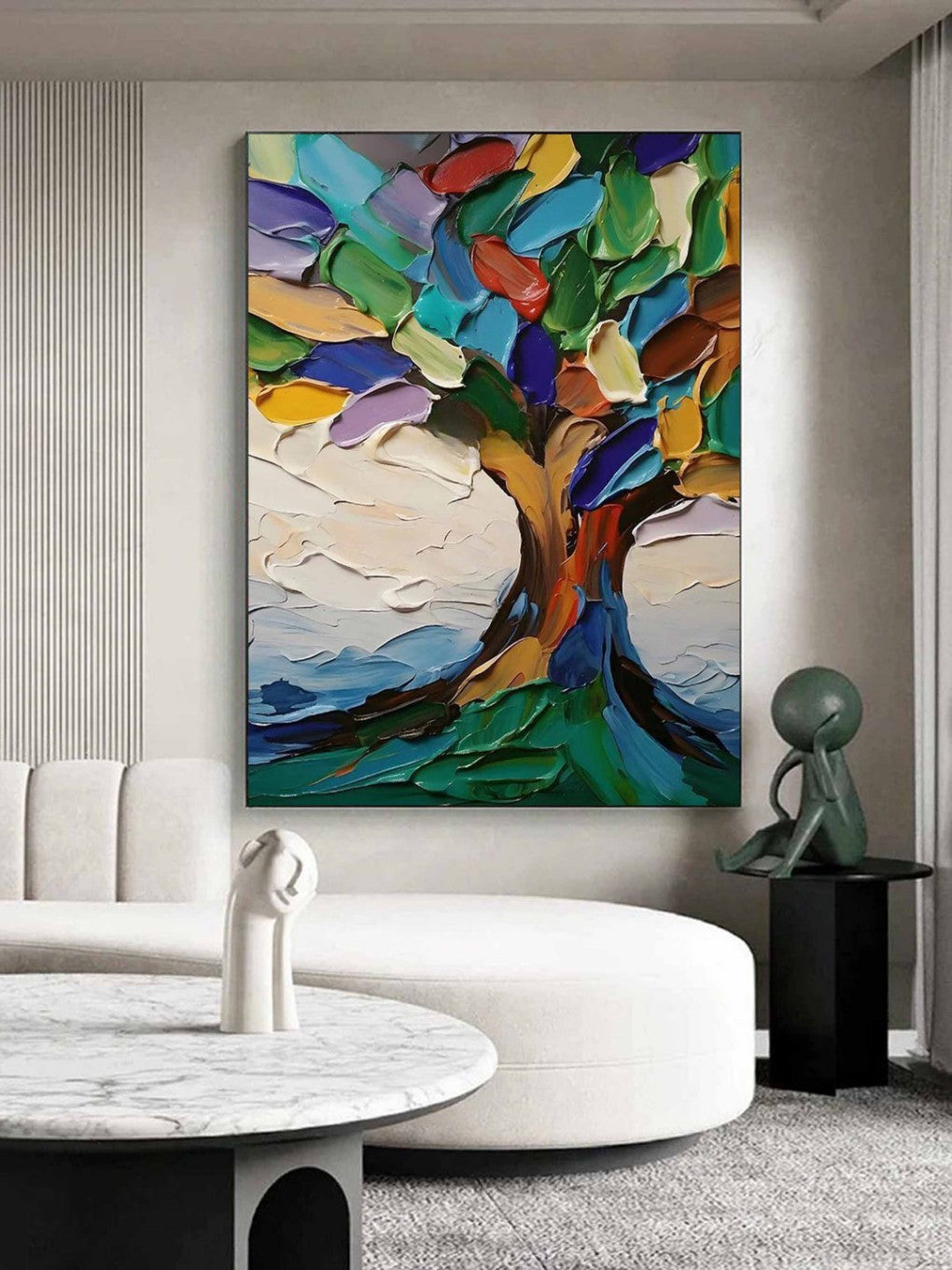 Artpnt Colorful Wall Art - Hand Painted Original Oil Painting #CP080