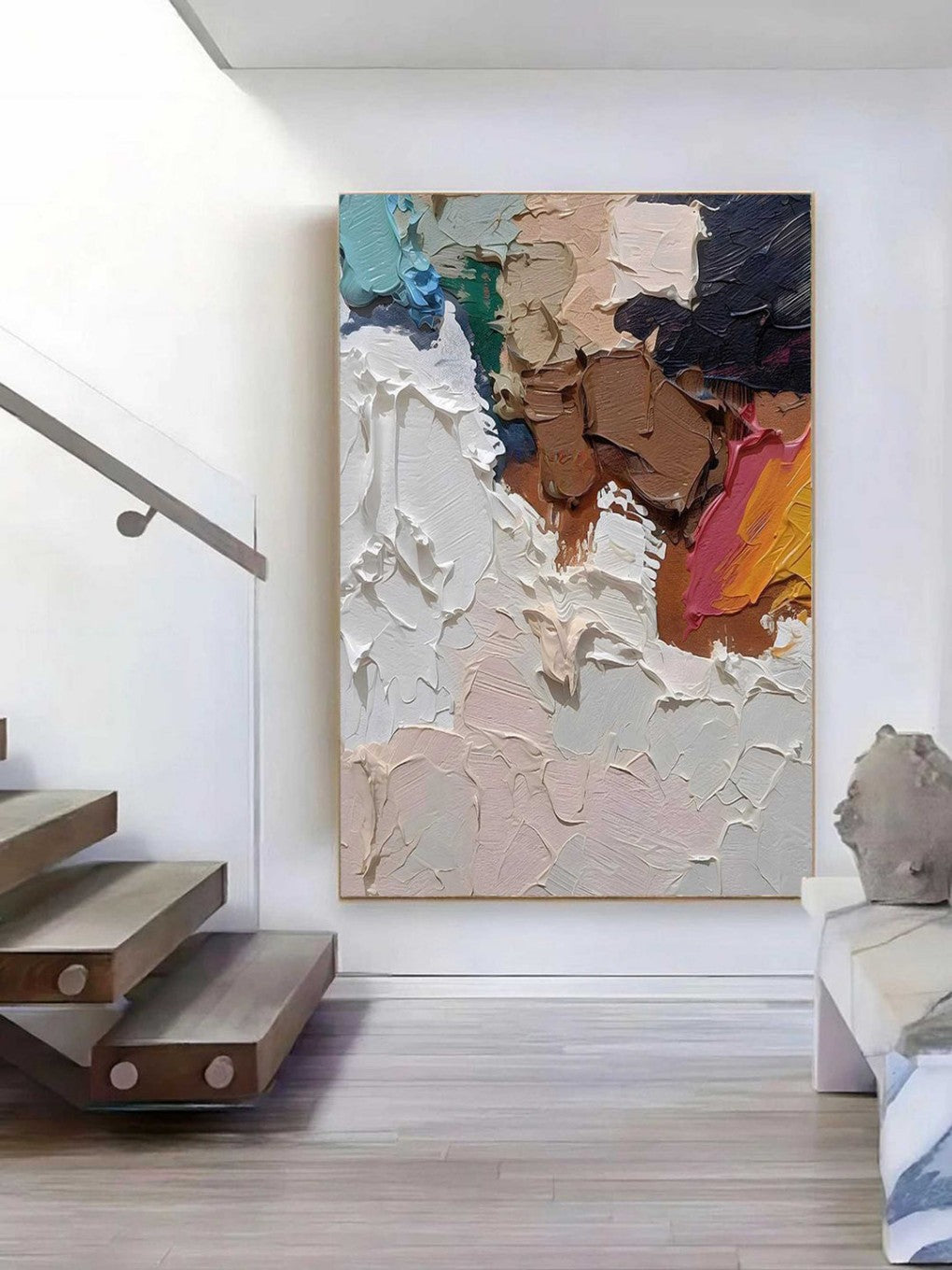 Artpnt Colorful Wall Art - Hand Painted Original Oil Painting #CP1040