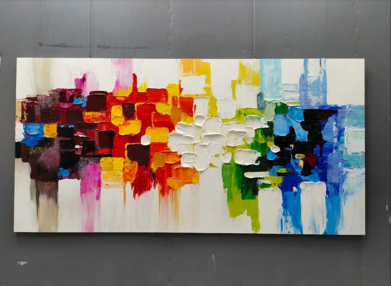 Artpnt Colorful Wall Art - Hand Painted Original Oil Painting #CP016