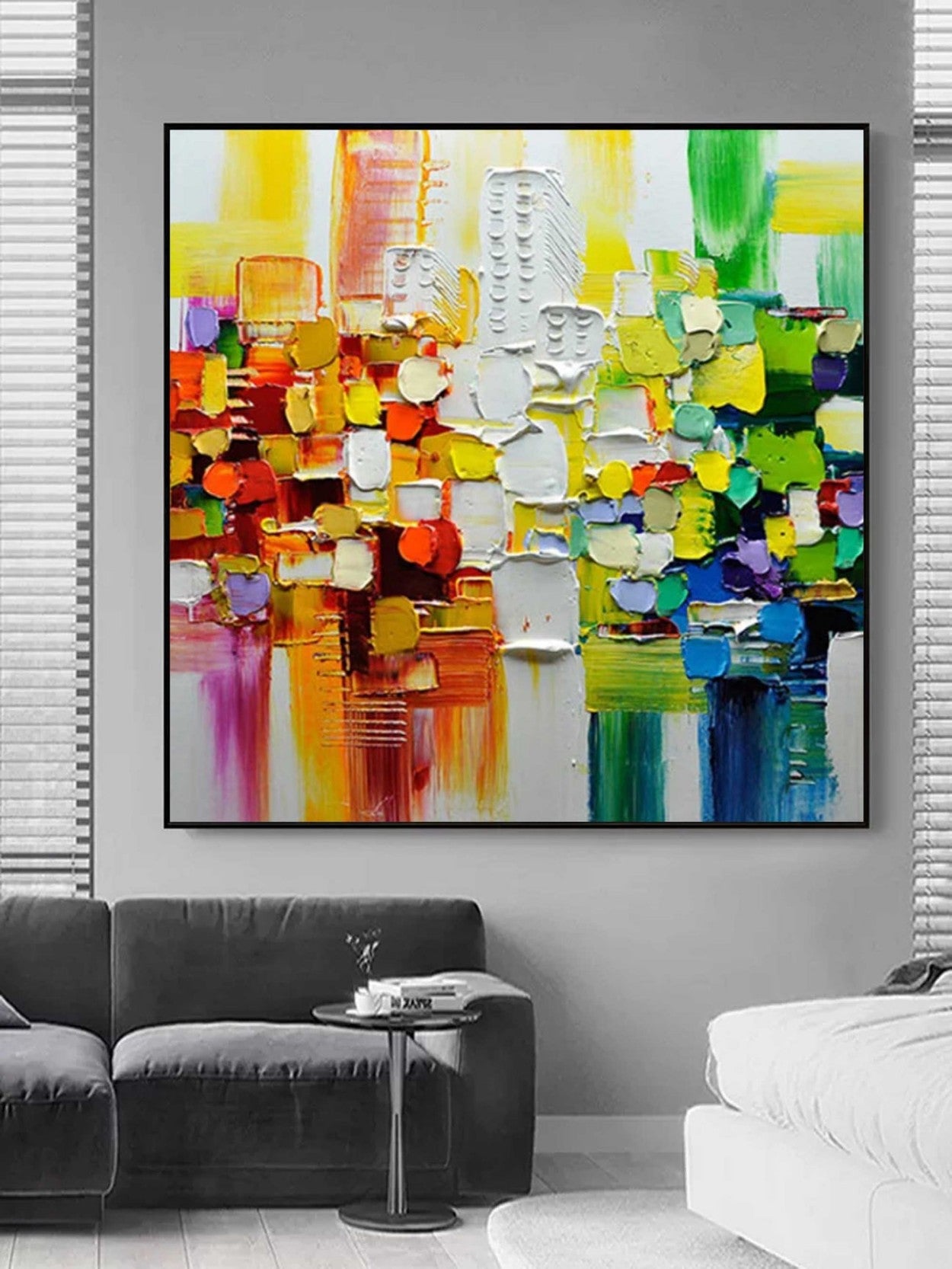 Artpnt Colorful Wall Art - Hand Painted Original Oil Painting #CP006
