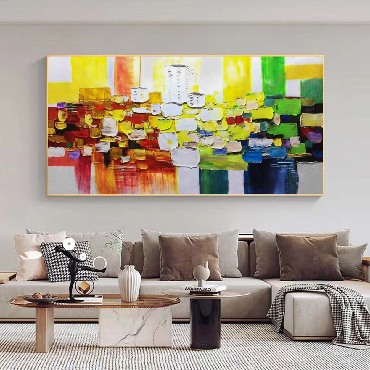 Artpnt Colorful Wall Art - Hand Painted Original Oil Painting #CP008