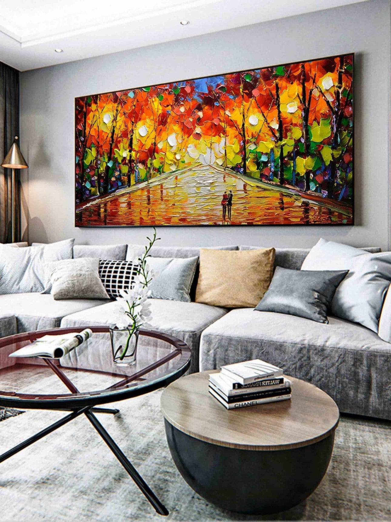 Artpnt Colorful Wall Art - Hand Painted Original Oil Painting #CP034